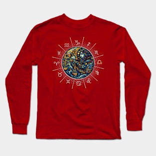 ZODIAC Libra - Astrological LIBRA - LIBRA - ZODIAC sign - Van Gogh style - 2 Long Sleeve T-Shirt